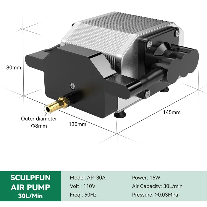 ZBAITU Air Assist Pump for Laser Engraver Cutter, 30L/min Output Air Assist  Pump, 110V Low Noise and Strong Airflow Air Assist Pump for Laser